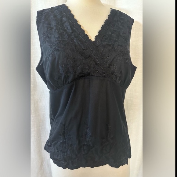 Talbots Womens Black Blouse Shirt Top Lace Size 1X Sleeveless V-Neck NWT - Picture 14 of 14